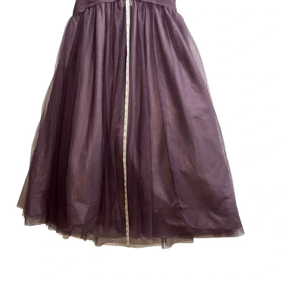 Monique Lhuillier Prom Bridesmaids Strapless Chiffon Gown Plum Purple SZ 10 EUC - Picture 8 of 10